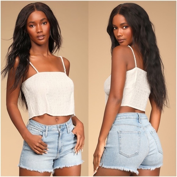 LULU’S White Cropped Tank - Picture 1 of 3
